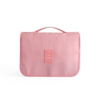 Foldable fashion felt mesh zipper wash cosmetic storage makeup brush organiser travel hanging bathroom toiletry bag